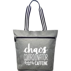 image:imageBrooke amp Jess  Boss Lady Zippered Pocket Canvas Tote Bag  Gift Ideas for Female Bosses Thank You Office Appreciation GiftGray Chaos Caffeine Lexie