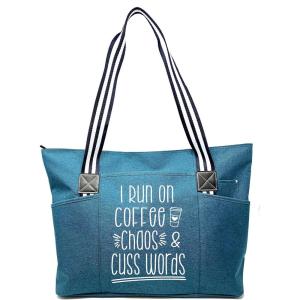 image:imageBrooke amp Jess  Boss Lady Zippered Pocket Canvas Tote Bag  Gift Ideas for Female Bosses Thank You Office Appreciation GiftTeal