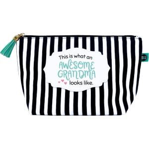image:imageBrooke amp Jess Designs Boss Lady Janie Pouch Gifts for Women Gold Dotted Makeup Bags Cosmetic Bag Travel Toiletry Makeup Pouch Pencil Bag with Zipper Best Work Bestie GiftsGrandma Awesome Striped