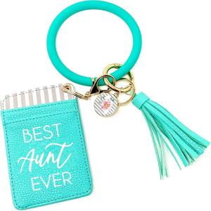 image:imageBrooke amp Jess Designs Cute Keychain Wallets for Women  Gifts for Mothers Day Birthday PresentBest Aunt Ever Teal