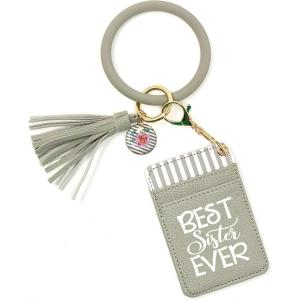 image:imageBrooke amp Jess Designs Cute Keychain Wallets for Women  Gifts for Mothers Day Birthday PresentBest Sister Ever Gray