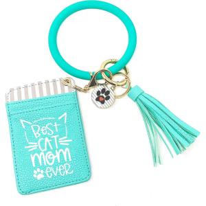 image:imageBrooke amp Jess Designs Cute Keychain Wallets for Women  Gifts for Mothers Day Birthday PresentCat Mom Teal