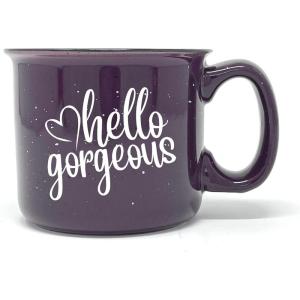 image:imageBrooke amp Jess Designs Hello Gorgeous  Cute Coffee Mug for Women Plum 15 oz Large Coffee Cup  Novelty Mug Gift for Women Mom Coworker Boss Wife Friend Under 25