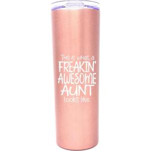 image:imageAunt Gifts for Women  Best Aunt Mug Tumbler Coffee Cup Mugs  Gift for Aunt Great Aunts from Niece Nephew for Birthday Christmas Mothers Day Present for Aunt New Aunt Gifts Funny mug auntFreakin Awesome Aunt Rose Gold 20 oz