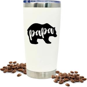 image:imageBest Papa Ever Water Bottle Insulated 20 oz  Funny Insulated Water Bottle for Men  Stainless Steel Coffee Tumbler Travel Mug for Dad  Birthday Fathers Day Christmas from Daughter Son WifePapa Bear White 20 oz