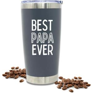 image:imageBest Papa Ever Water Bottle Insulated 20 oz  Funny Insulated Water Bottle for Men  Stainless Steel Coffee Tumbler Travel Mug for Dad  Birthday Fathers Day Christmas from Daughter Son WifeBest Papa Ever Gray 20 oz