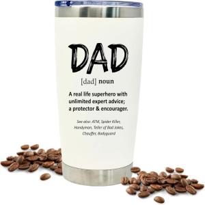 image:imageBest Papa Ever Water Bottle Insulated 20 oz  Funny Insulated Water Bottle for Men  Stainless Steel Coffee Tumbler Travel Mug for Dad  Birthday Fathers Day Christmas from Daughter Son WifeDad Definition White 20 oz