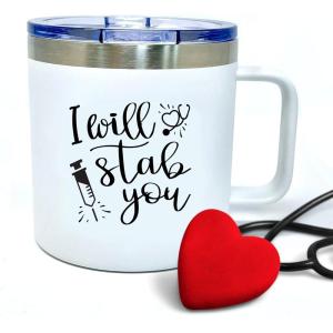 image:imageBrooke amp Jess Designs Coffee Scrubs Nurse Gifts for Women  Nurse Tumbler Cups Mug Water Bottle  Gift for Medical Assistant LPN RN CNA Nursing Student School GraduateI Will Stab You White 14 oz