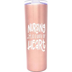 image:imageBrooke amp Jess Designs Coffee Scrubs Nurse Gifts for Women  Nurse Tumbler Cups Mug Water Bottle  Gift for Medical Assistant LPN RN CNA Nursing Student School GraduateNursing Work of Heart Rose Gold 20 oz