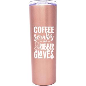 image:imageBrooke amp Jess Designs Coffee Scrubs Nurse Gifts for Women  Nurse Tumbler Cups Mug Water Bottle  Gift for Medical Assistant LPN RN CNA Nursing Student School GraduateCoffee Scrubs Rubber Gloves Blush 32 oz