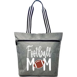 image:imageBrooke amp Jess Designs Sports Mom Large Zippered Tote Bag with Pockets for WomenFootball Mom Lexie Gray