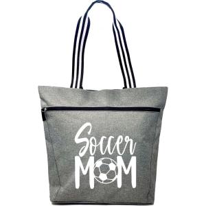 image:imageBrooke amp Jess Designs Sports Mom Large Zippered Tote Bag with Pockets for WomenSoccer Mom Lexie Gray