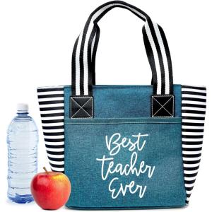 image:imageBrooke amp Jess Designs Cute Lunch Bags for Women  Insulated Lunch Tote for Work  Nurse Teacher Grandma MomBest Teacher Ever Teal