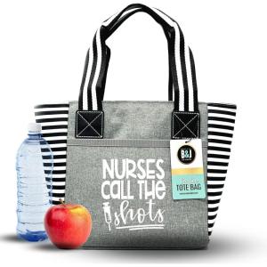 image:imageBrooke amp Jess Designs Cute Lunch Bags for Women  Insulated Lunch Tote for Work  Nurse Teacher Grandma MomNurses Call the Shots Gray