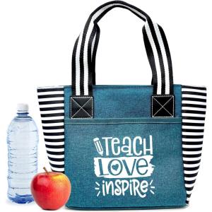 image:imageBrooke amp Jess Designs Cute Lunch Bags for Women  Insulated Lunch Tote for Work  Nurse Teacher Grandma MomTeach Love Inspire Teal