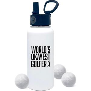 image:imageBrooke amp Jess Designs 24 oz Pewter amp White Insulated Golf Tumbler  Modern Reusable Keeps Drinks HotCold for Hours  Funny Worlds Okayest Golfer Slogan for Golfer Dad Grandpa32 Ounces