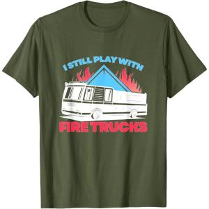 image:imageFire Trucks  First Responder Gift TShirtOlive Green