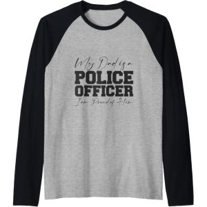 image:imageMy Dad Is A Police Officer  First Responder Gift Raglan Baseball TeeBlackAthletic Heather