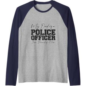 image:imageMy Dad Is A Police Officer  First Responder Gift Raglan Baseball TeeNavy BlueAthletic Heather