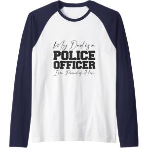 image:imageMy Dad Is A Police Officer  First Responder Gift Raglan Baseball TeeNavy BlueWhite