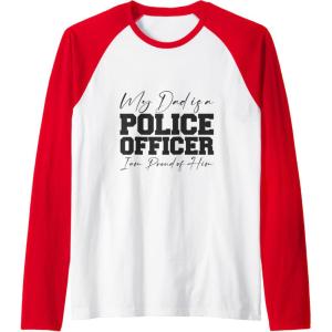 image:imageMy Dad Is A Police Officer  First Responder Gift Raglan Baseball TeeRedWhite