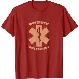image:imageOff Duty Save Yourself  First Responder Gift TShirtCranberry Red