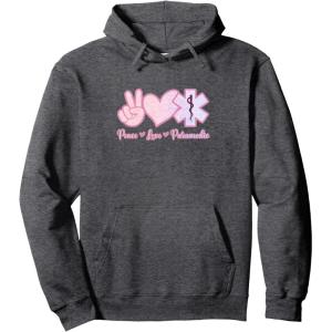 image:imagePeace Love Paramedic  First Responder Gift Pullover HoodieDark Heather Grey
