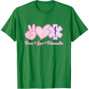image:imagePeace Love Paramedic  First Responder Gift TShirtKelly Green