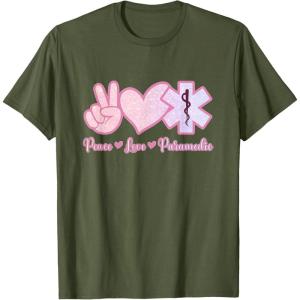 image:imagePeace Love Paramedic  First Responder Gift TShirtOlive Green
