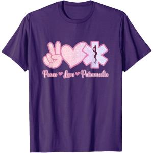 image:imagePeace Love Paramedic  First Responder Gift TShirtPurple