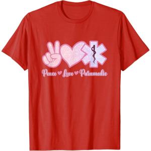 image:imagePeace Love Paramedic  First Responder Gift TShirtRed