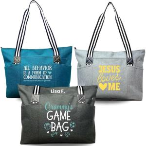 image:imageBrooke amp Jess Designs Customdesigned Personalized Functional Durable Tessa Work Bag Tote Bag wZipper and Interior PocketsGray