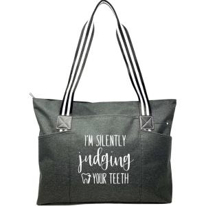 image:imageBrooke amp Jess Designs Dental Assistant Gifts  Dentist Tote Bags Clinical Bag Gifts for Women DentistSilently Judging Your Teeth Tessa Black