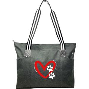 image:imageBrooke amp Jess Designs Dog Mom Gift Tote Bag  Mom amp Dog Lover GiftsBlack Heart and Paws Tessa