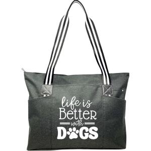 image:imageBrooke amp Jess Designs Dog Mom Gift Tote Bag  Mom amp Dog Lover GiftsBlack Life is Better With Dogs Tessa