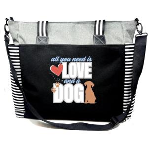 image:imageBrooke amp Jess Designs Dog Mom Gift Tote Bag  Mom amp Dog Lover GiftsGray Loulou All You Need is Love and a Dog