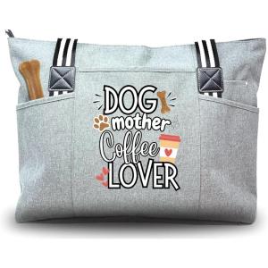 image:imageBrooke amp Jess Designs Dog Mom Gift Tote Bag  Mom amp Dog Lover GiftsGray Tessa Dog Mother Coffee Lover