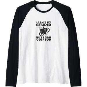 image:imageI Cant Fix Stupid  First Responder Gift Raglan Baseball TeeBlackWhite