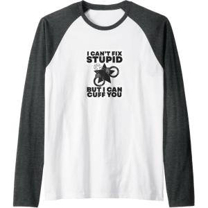 image:imageI Cant Fix Stupid  First Responder Gift Raglan Baseball TeeDark Heather GreyWhite
