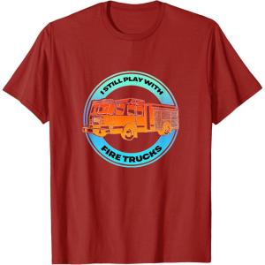 image:imageI Play With Firetrucks  First Responder Gift TShirtCranberry Red