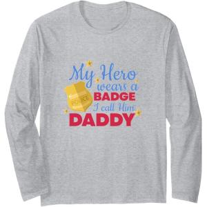 image:imageMy Hero Wears A Badge  First Responder Gift Long Sleeve TShirtHeather Grey