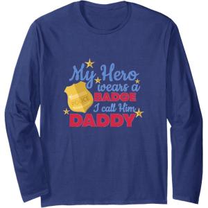 image:imageMy Hero Wears A Badge  First Responder Gift Long Sleeve TShirtNavy Blue