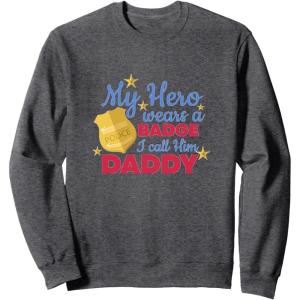 image:imageMy Hero Wears A Badge  First Responder Gift SweatshirtDark Heather Grey