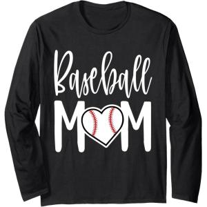 image:imageBaseball Mom Heart Gift for Sports Moms Long Sleeve TShirtBlack