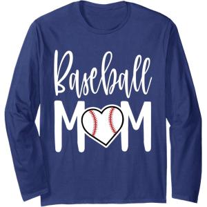 image:imageBaseball Mom Heart Gift for Sports Moms Long Sleeve TShirtNavy Blue