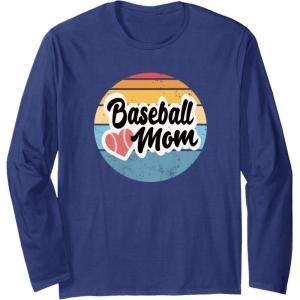 image:imageBaseball Mom Retro  Gift for Mother Long Sleeve TShirtNavy Blue