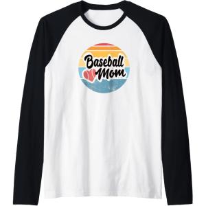 image:imageBaseball Mom Retro  Gift for Mother Raglan Baseball TeeBlackWhite