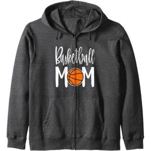 image:imageBasketball Mom Gift Zip HoodieDark Heather Grey