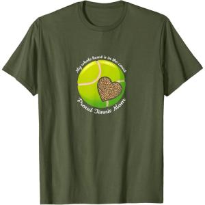image:imageMy whole heart is in the court Proud Tennis Mom TShirtOlive Green