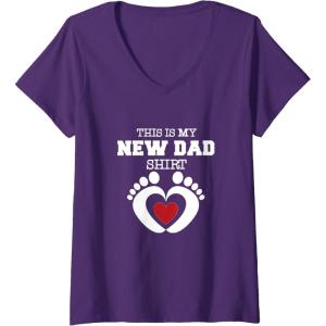 image:imageWomens New Dad  New Dad Dad To Be Gift VNeck TShirtPurple